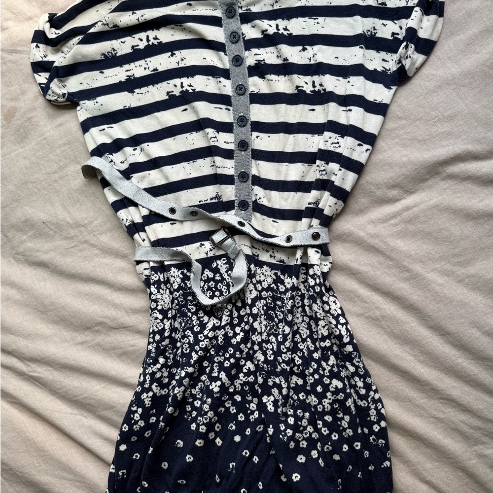 Nanette Lepore Navy and White Striped Dress